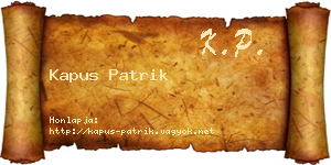 Kapus Patrik névjegykártya