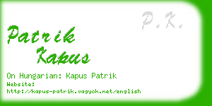 patrik kapus business card